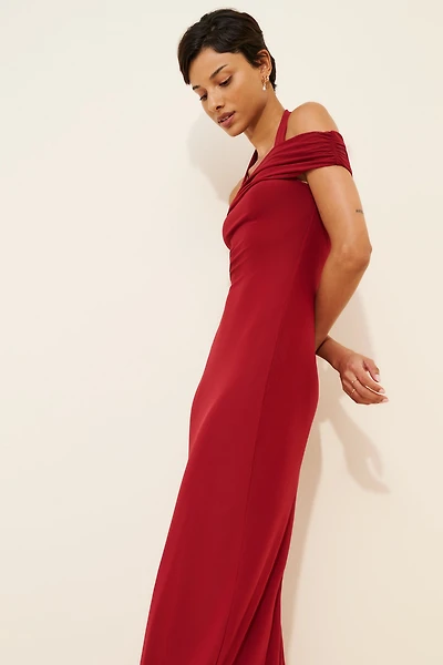 AFRM Yvonne Off-The-Shoulder Slim Mesh Maxi Dress
