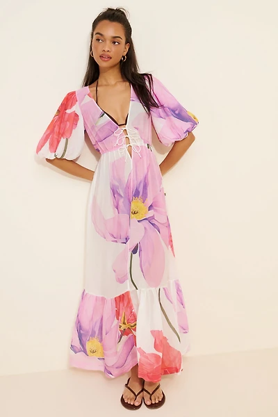 Aureta Floral Puff Sleeve Maxi Dress