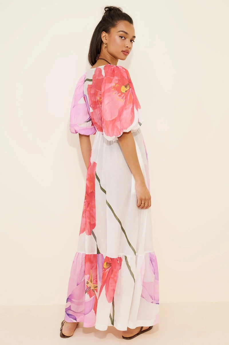 Aureta Floral Puff Sleeve Maxi Dress