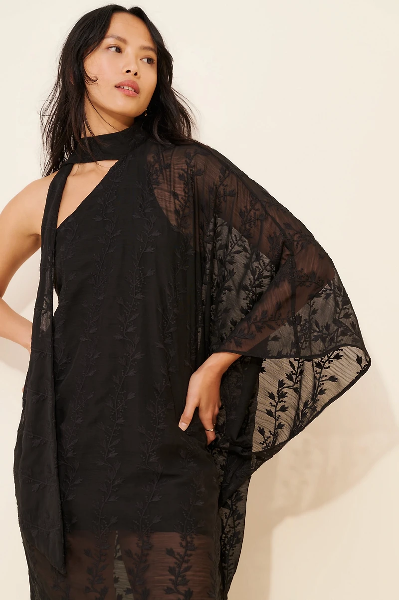 Especia Sheer One Shoulder Midi Dress