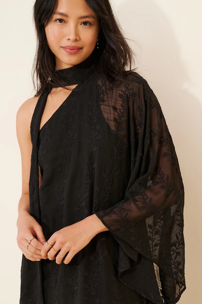 Especia Sheer One Shoulder Midi Dress