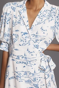 Maeve Short-Sleeve Collared Wrap Mini Dress