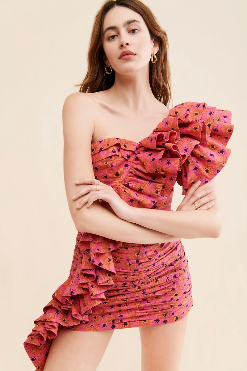 CeliaB Bali Ruffle One-Shoulder Dress