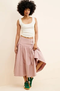 Maeve Drop-Waist Wrap Midi Skirt