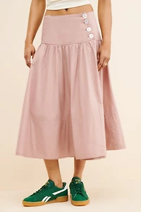 Maeve Drop-Waist Wrap Midi Skirt