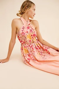 Let Me Be Florentine Halter Midi Dress
