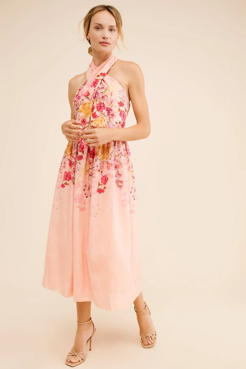 Let Me Be Florentine Halter Midi Dress