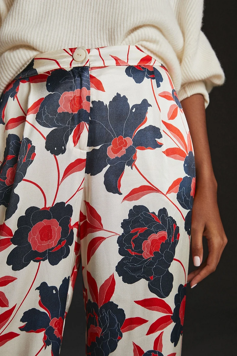 Corey Lynn Calter Floral Pleated Wide Leg Pants