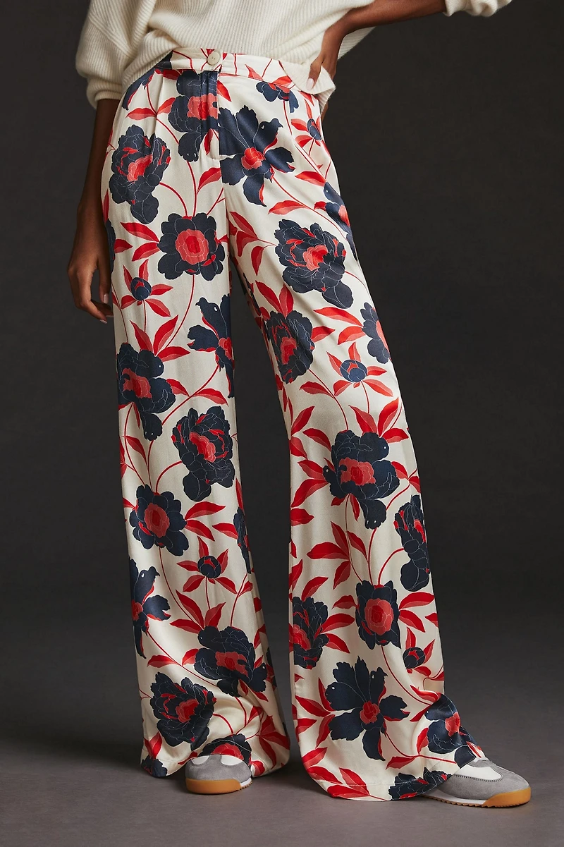 Corey Lynn Calter Floral Pleated Wide Leg Pants