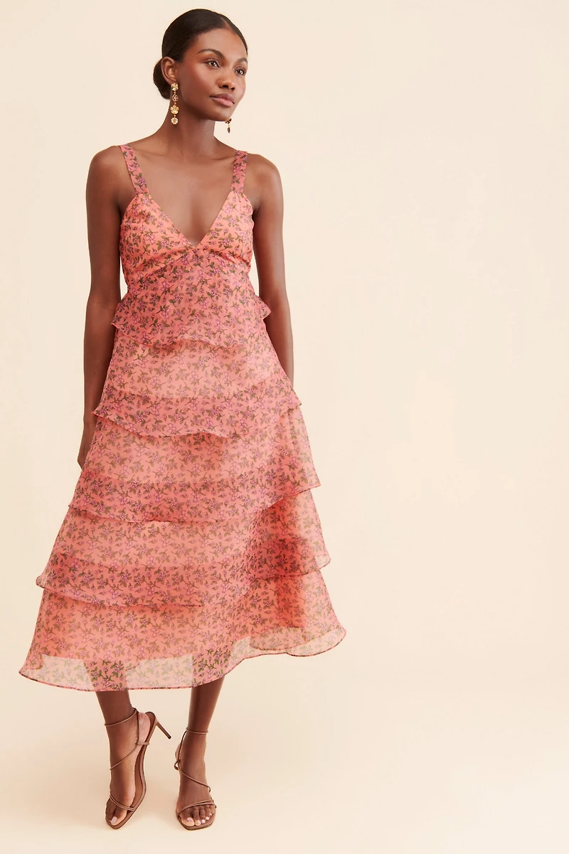 Lost + Wander Venus Rising Midi Tiered Dress