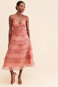 Lost + Wander Venus Rising Midi Tiered Dress