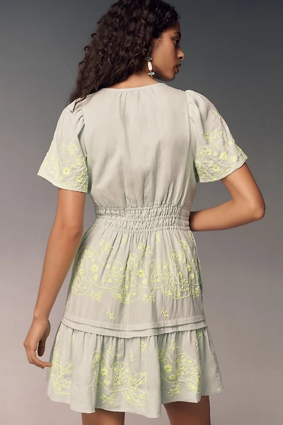 The Somerset Mini Dress: Embroidered Linen Edition