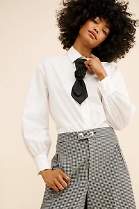 Flat White Rosette Tie Buttondown