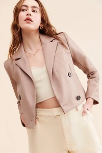 Maeve Cropped Vegan Leather Blazer