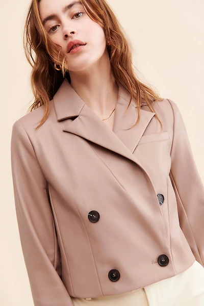 Maeve Cropped Vegan Leather Blazer