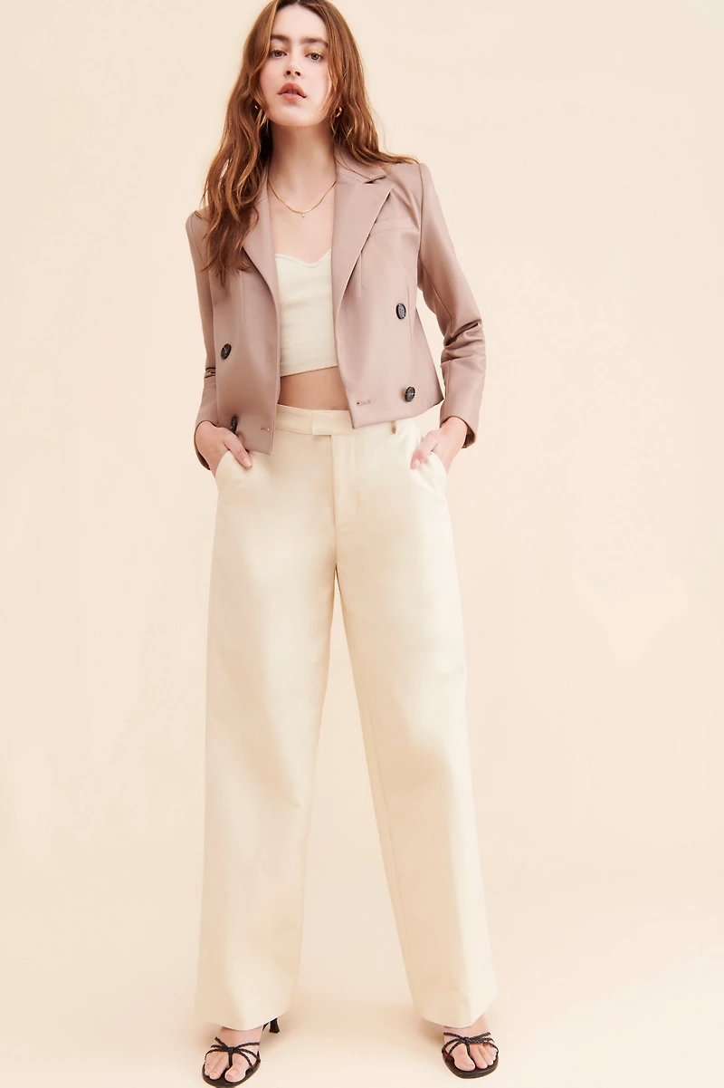 Maeve Cropped Vegan Leather Blazer
