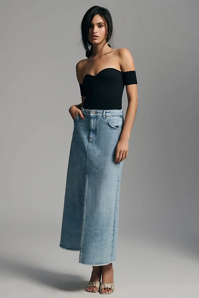 Pilcro The Madi Front-Slit Denim Skirt