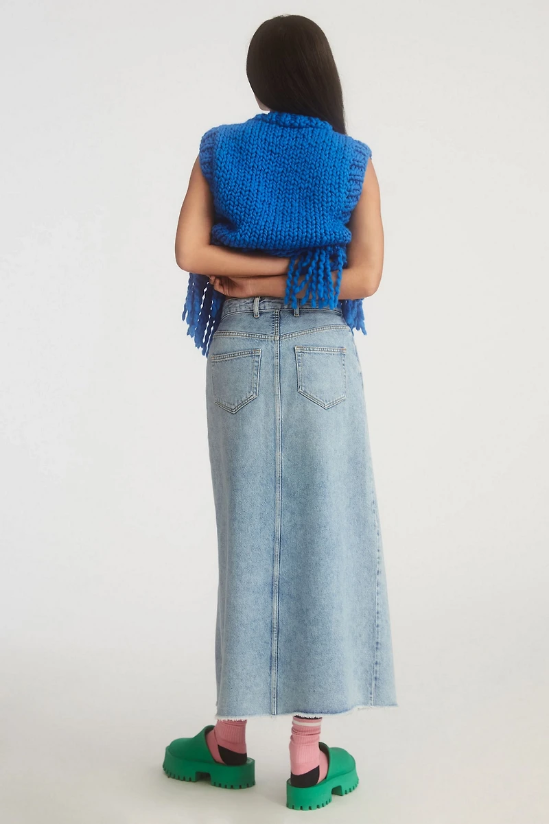 Pilcro The Madi Front-Slit Denim Skirt