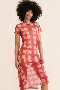 Porridge Abstract Printed Mesh Midi Dress