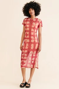 Porridge Abstract Printed Mesh Midi Dress