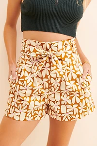 Hutch High-Rise Floral Pleated Shorts