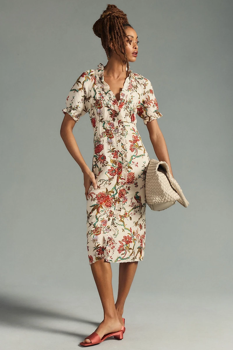 Pilcro Floral Ruffle Shirt Dress