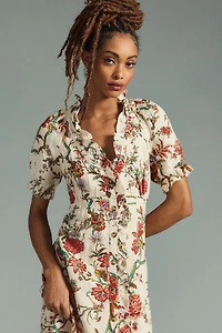 Pilcro Floral Ruffle Shirt Dress