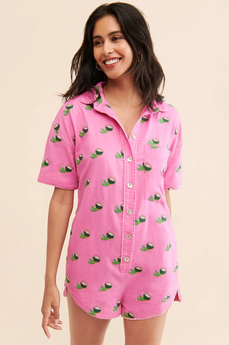 FARM Rio Cross Stitch Coconut Romper