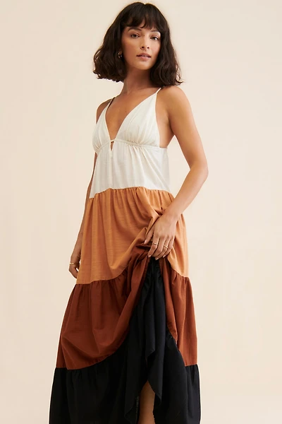 Colorblock Cutout Maxi Dress