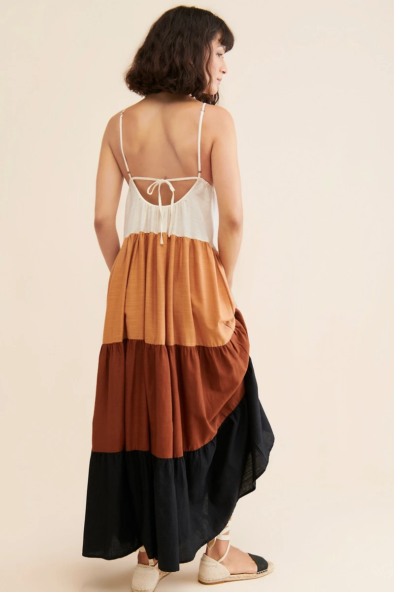 Colorblock Cutout Maxi Dress
