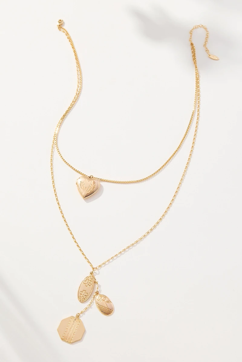 Layered Heart Charm Necklace