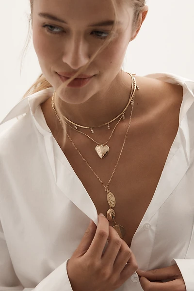 Layered Heart Charm Necklace