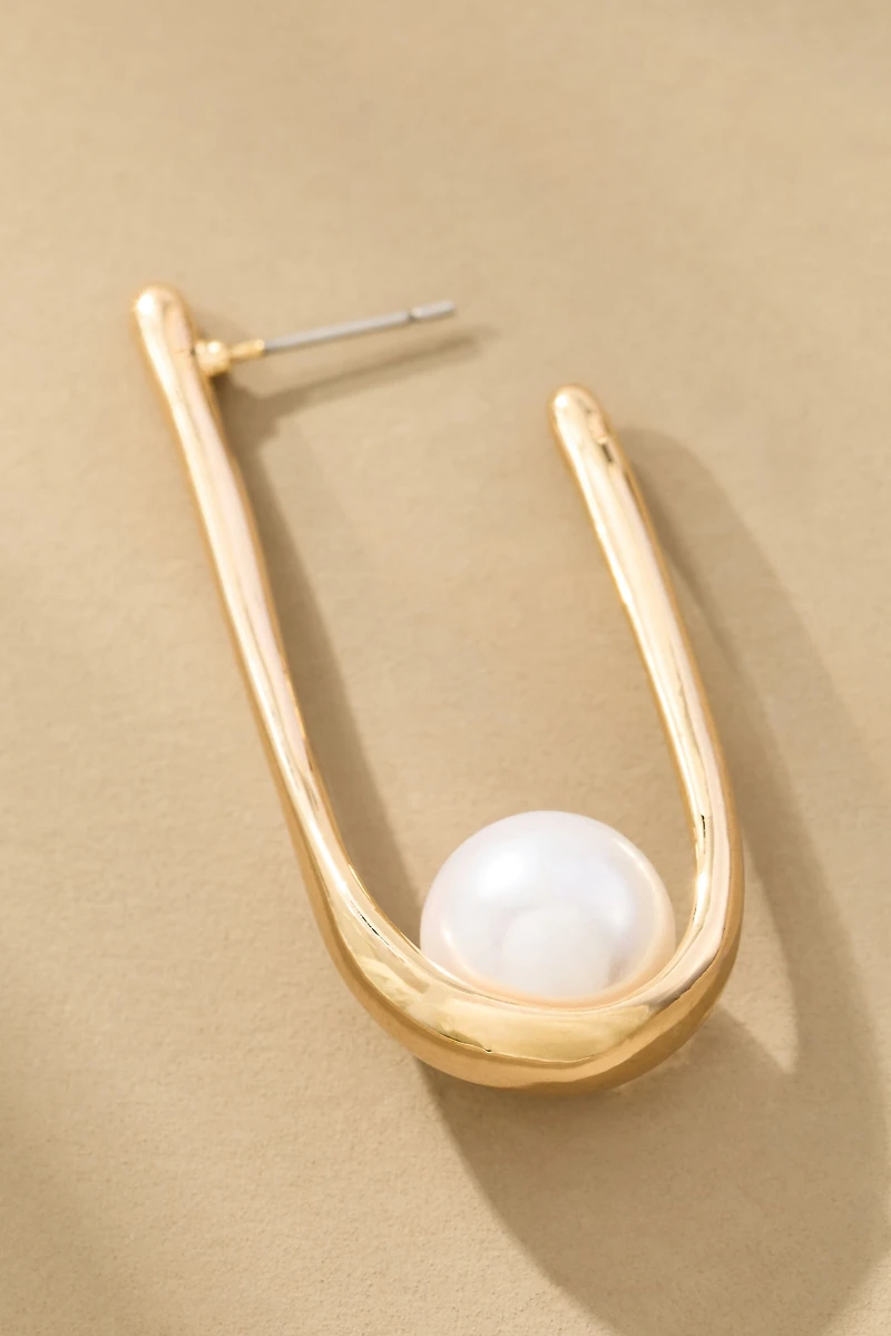 Dandy Pearl Vintage Hoop Earrings