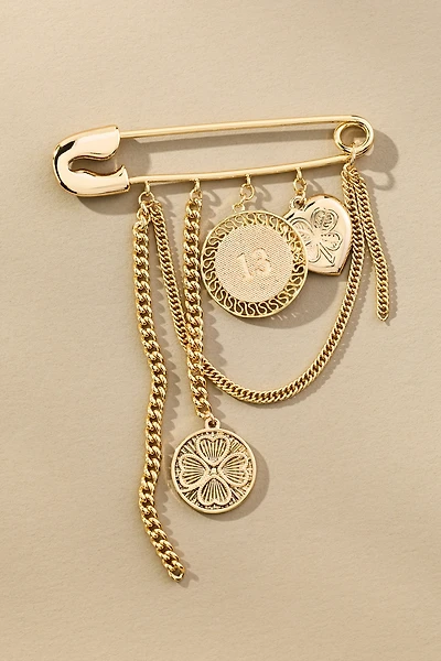 Safety Pin Charm Brooch