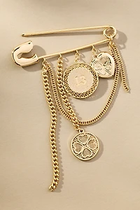 Safety Pin Charm Brooch