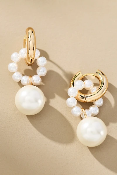 Pearl Drop Huggie Earrings