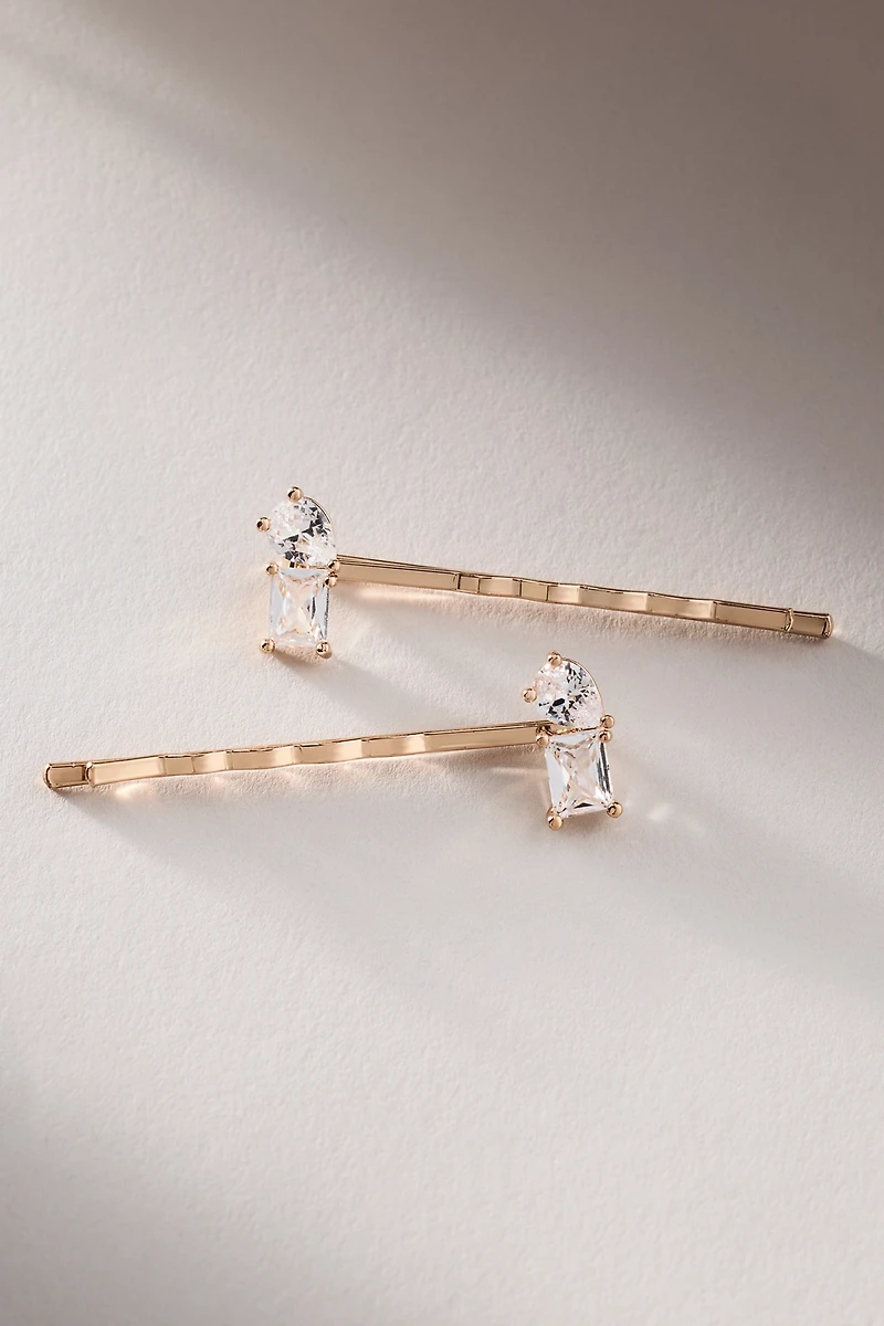 By Anthropologie Weddings Double Crystal Hair Pins, Set of 2