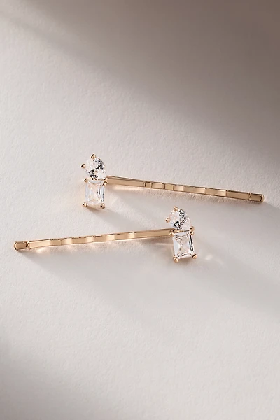 By Anthropologie Weddings Double Crystal Hair Pins, Set of 2