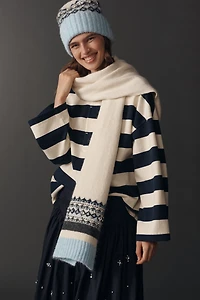 By Anthropologie Embellished Fairisle Scarf