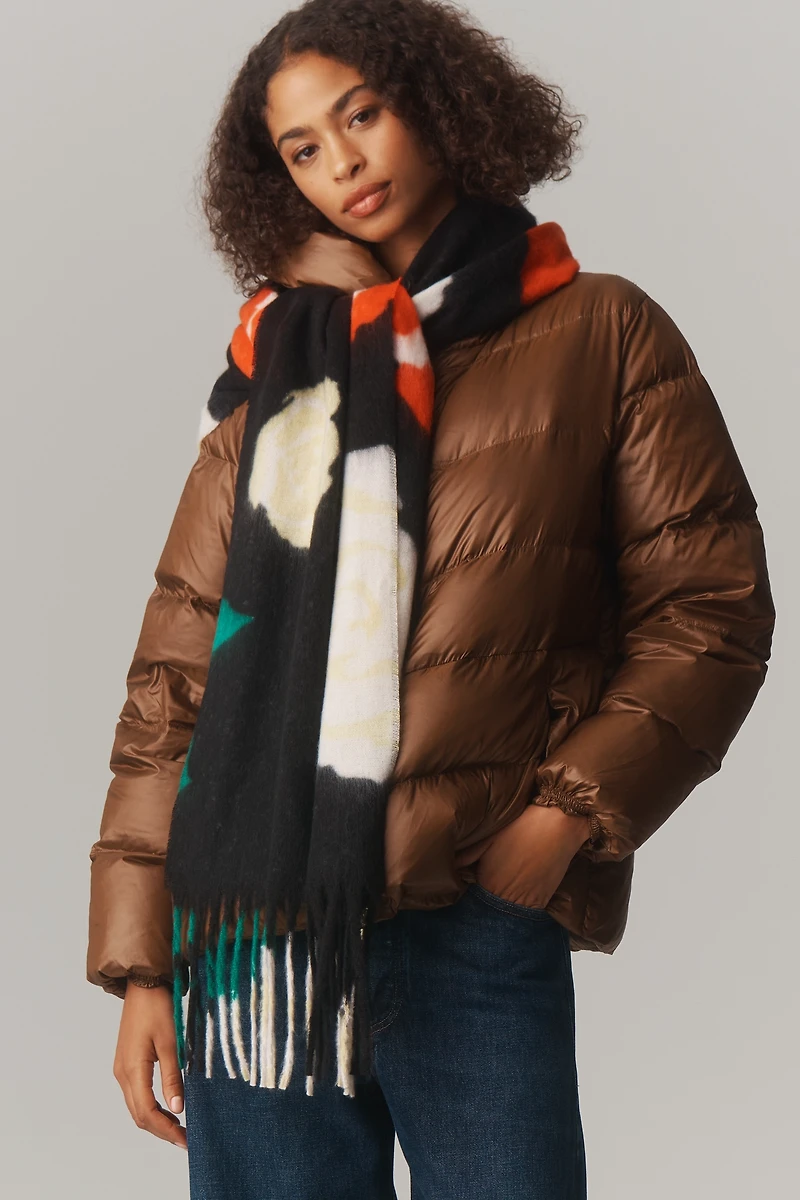 By Anthropologie Floral Brushed Fringe Scarf