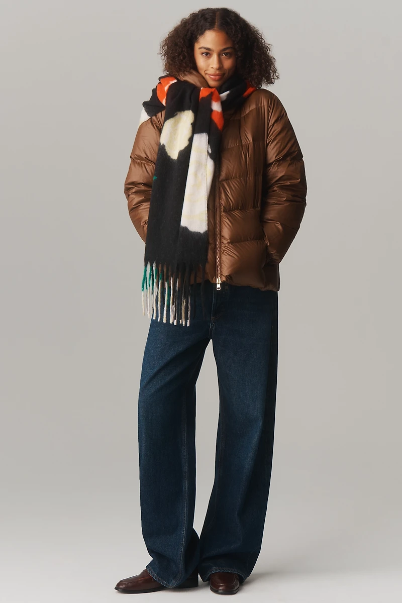 By Anthropologie Floral Brushed Fringe Scarf