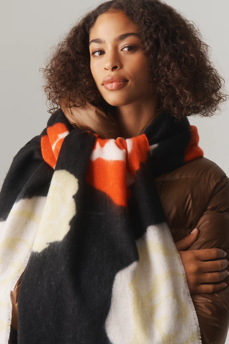 By Anthropologie Floral Brushed Fringe Scarf