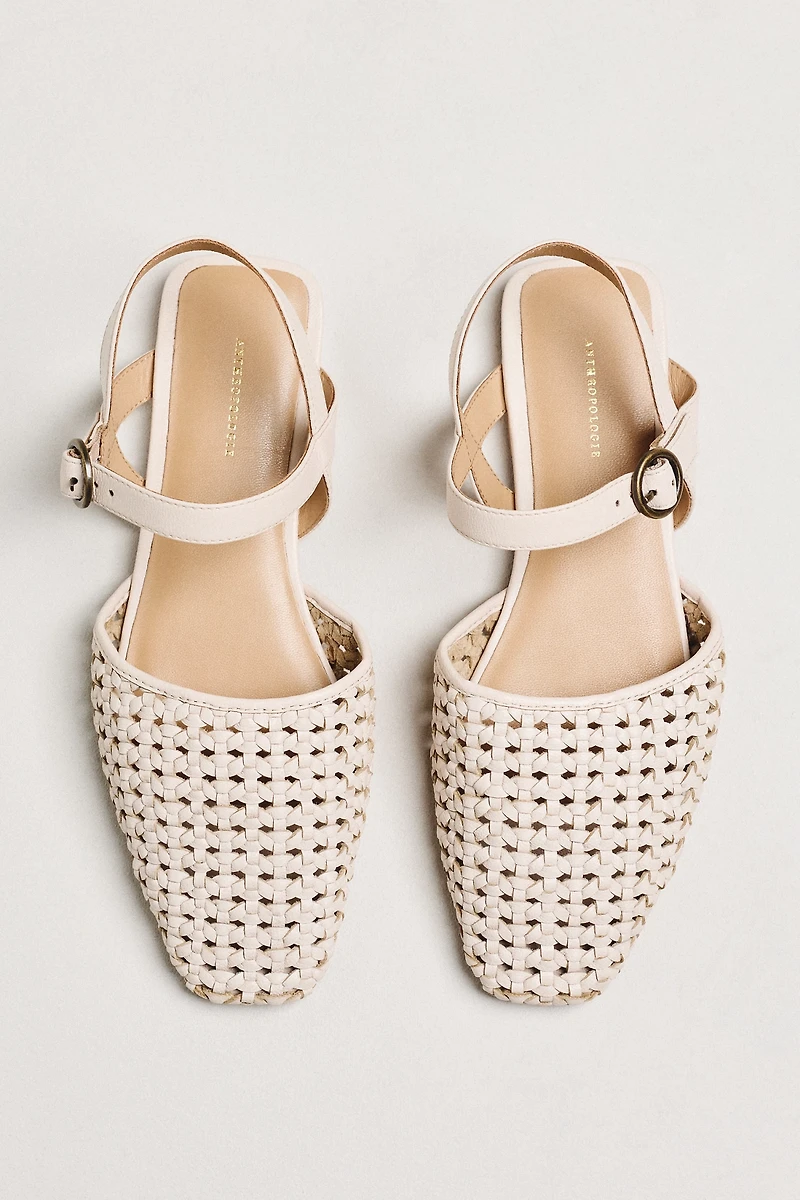 By Anthropologie Woven Leather Ankle Strap Sandals