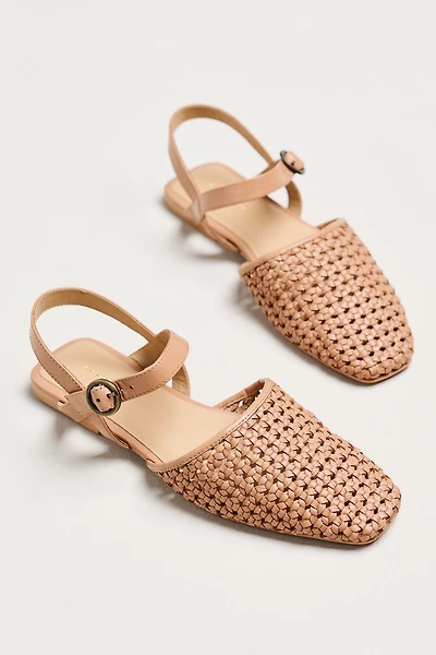 By Anthropologie Woven Leather Ankle Strap Sandals