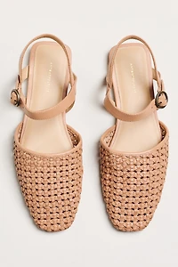 By Anthropologie Woven Leather Ankle Strap Sandals