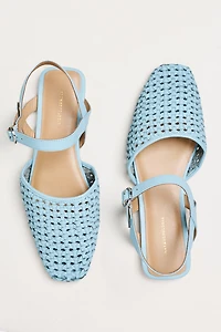 By Anthropologie Woven Leather Ankle Strap Sandals