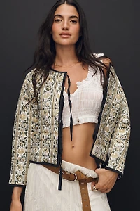 SZ Blockprints Quilted Tie-Front Jacket