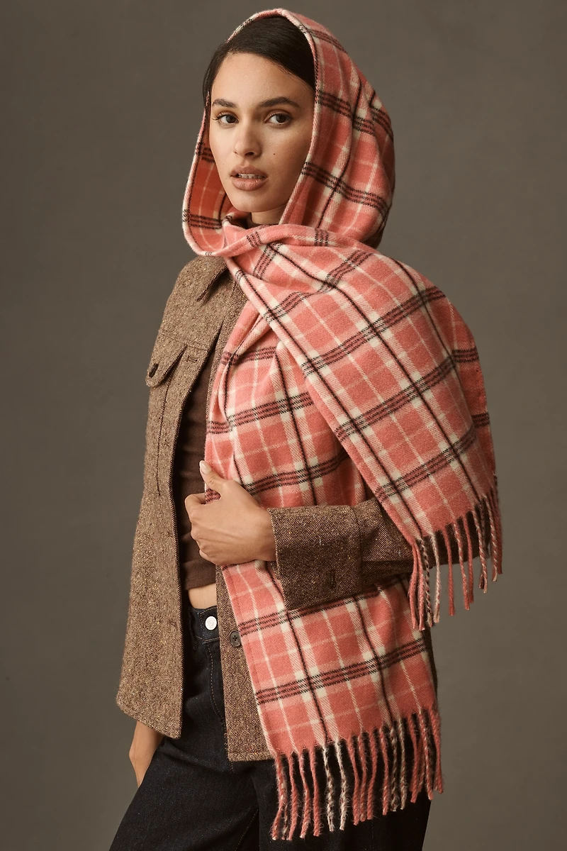 By Anthropologie Plaid Hood Scarf