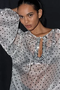 Mare Mare Sheer Puff-Sleeve Mini Dress