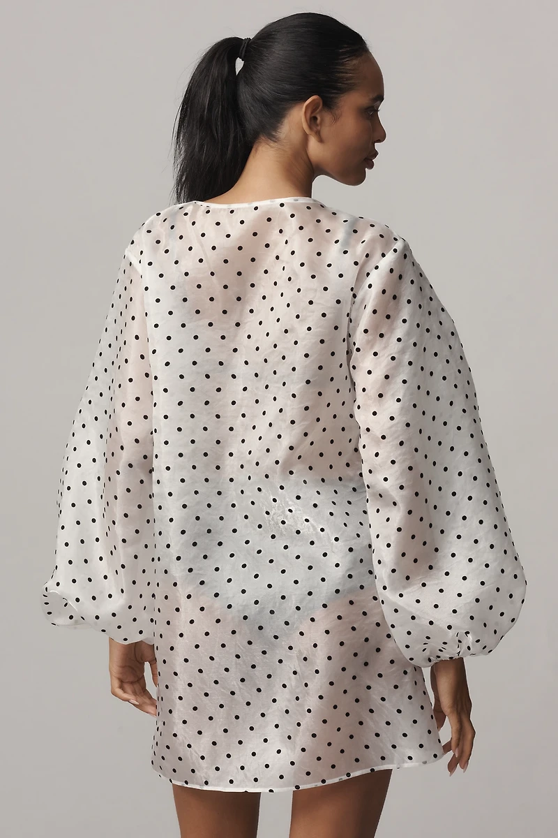 Mare Mare Sheer Puff-Sleeve Mini Dress